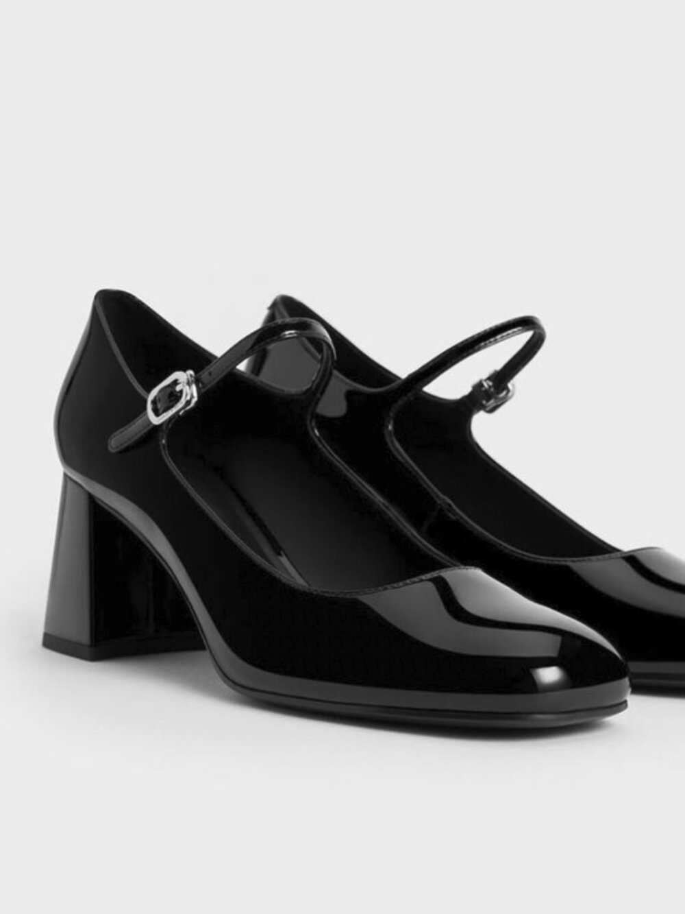 Black Patent Heeled Mary Janes - Charles & Keith - Size 7